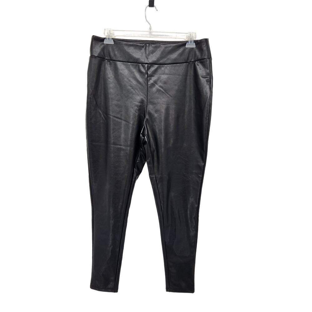 Black Faux Leather Women's Pants